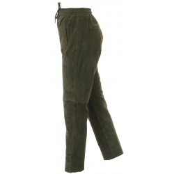 GIFT (REF. 63642) DARK KHAKI - GENUINE SUEDE LEATHER JOGPANTS