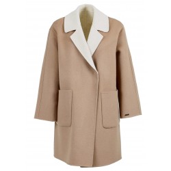 two tone wool coat