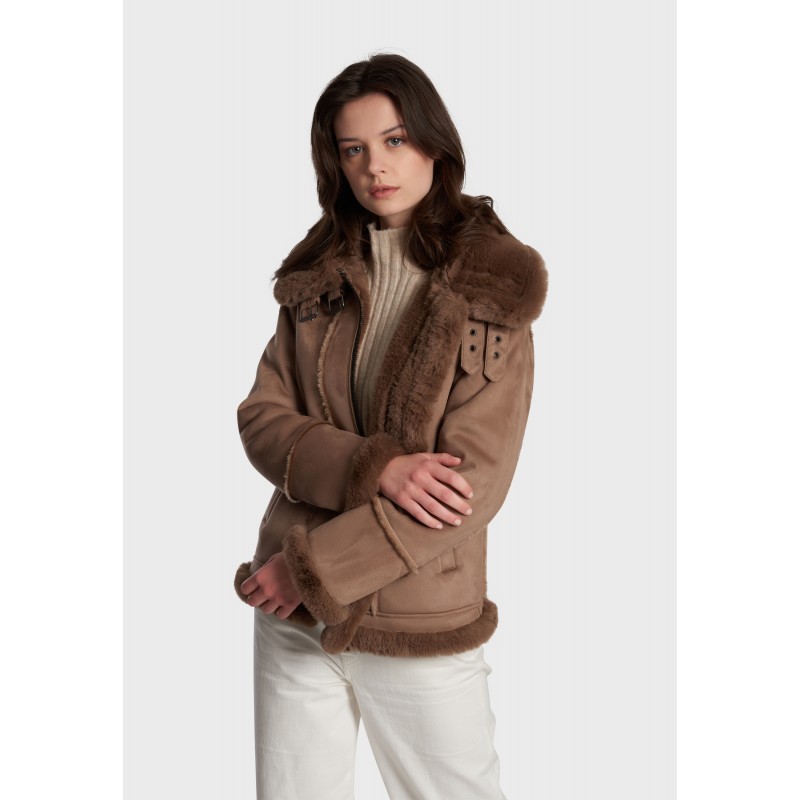 taupe shearling jacket