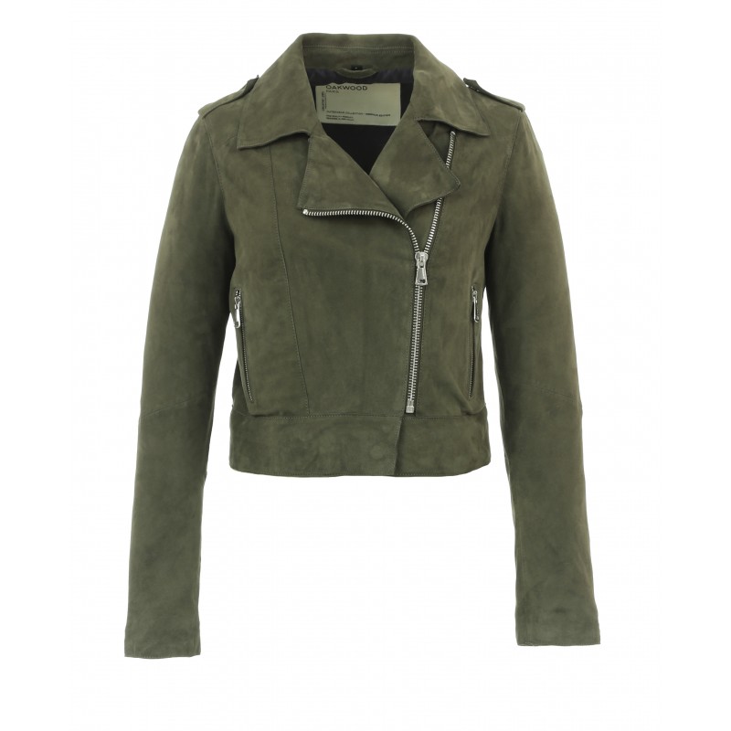 Khaki suedette deals biker jacket